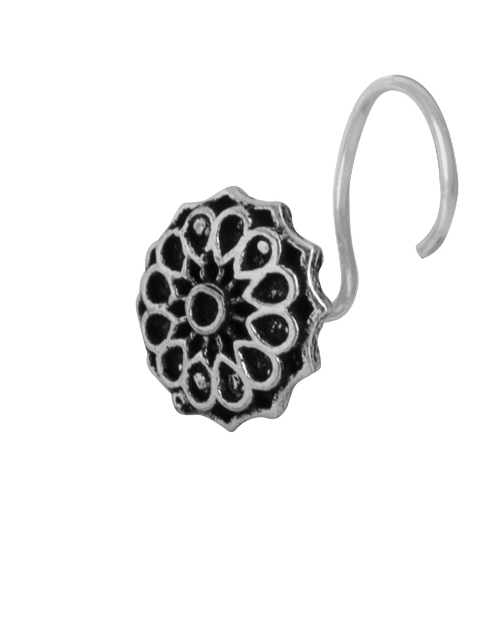 Flower Shape Oxidized Silver Alloy Nose Pin Studs