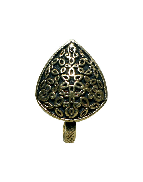 Tribal Oxidized Gold plated Clip On Press On Nose Pin in Silver Alloy - Default Title - Abhooshan