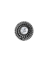 Round Oxidized 92.5 Sterling Silver Nose Pin with Cubic Zirconia