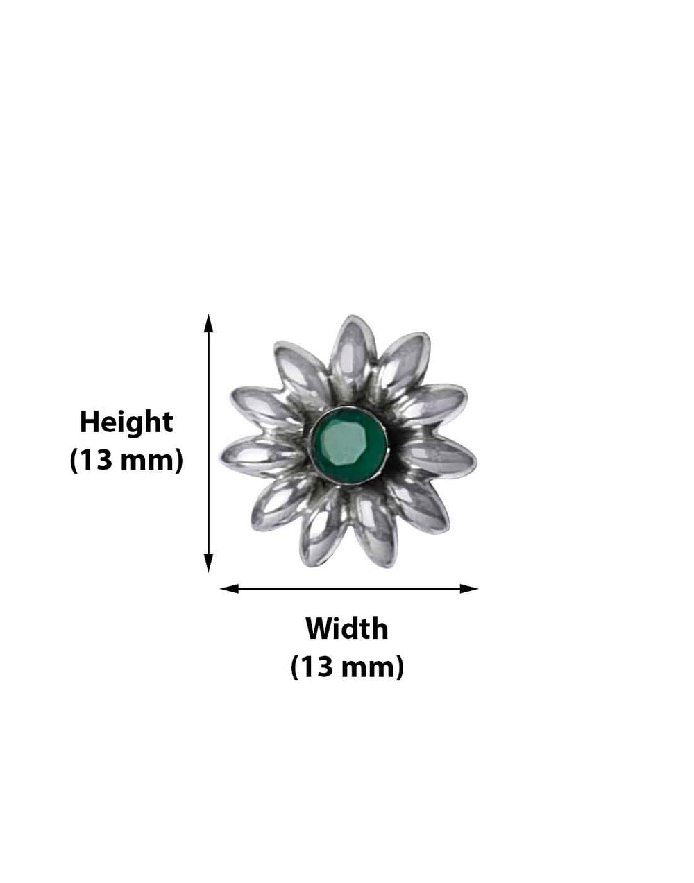 Flower 92.5 Sterling Silver Nose Pin with Emerald