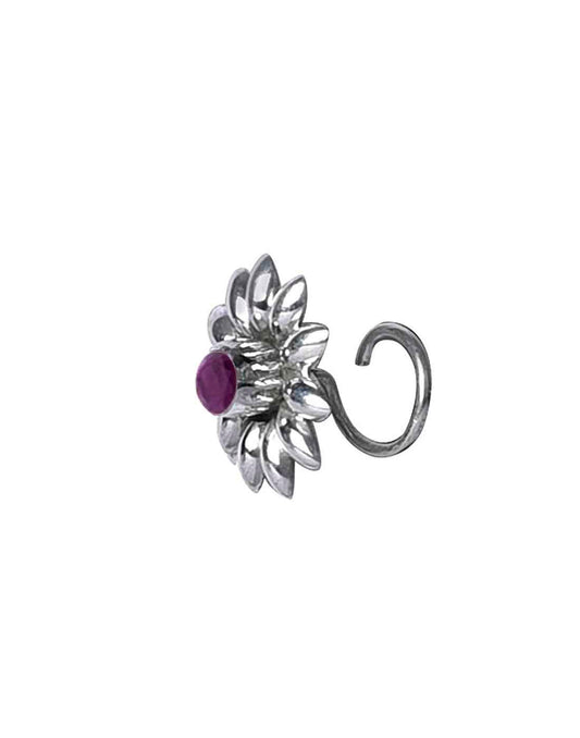 Flower 92.5 Sterling Silver Ruby Nose Pin