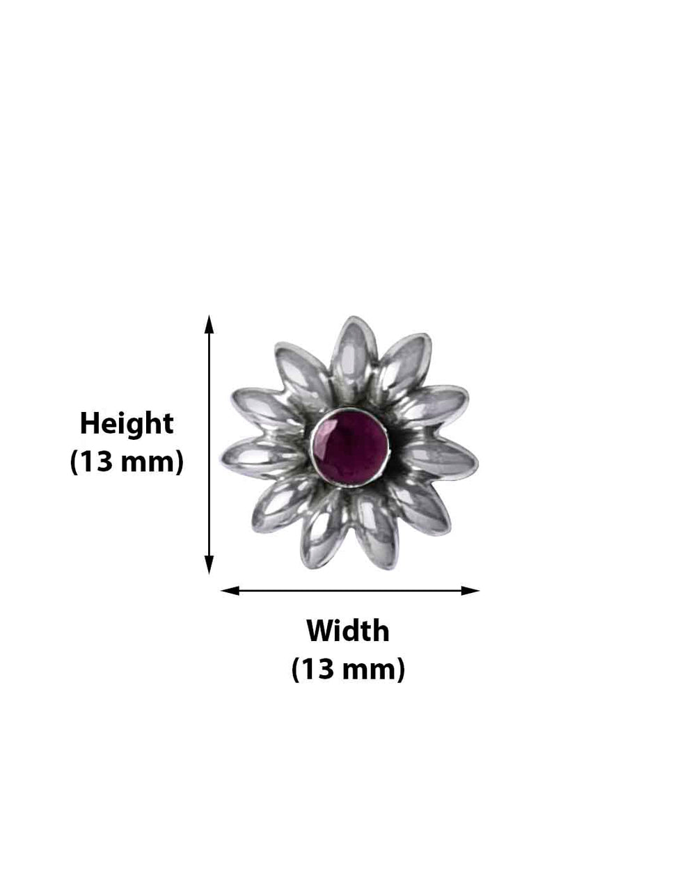 Flower 92.5 Sterling Silver Ruby Nose Pin