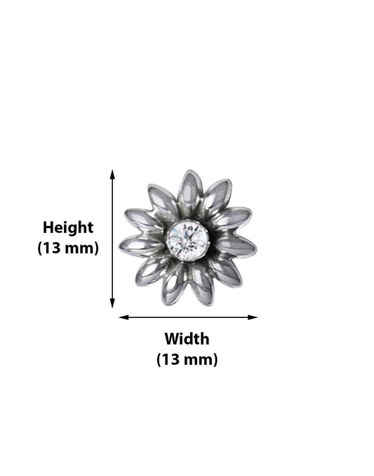 Flower 92.5 Sterling Silver Cubic Zirconia Nose Pin