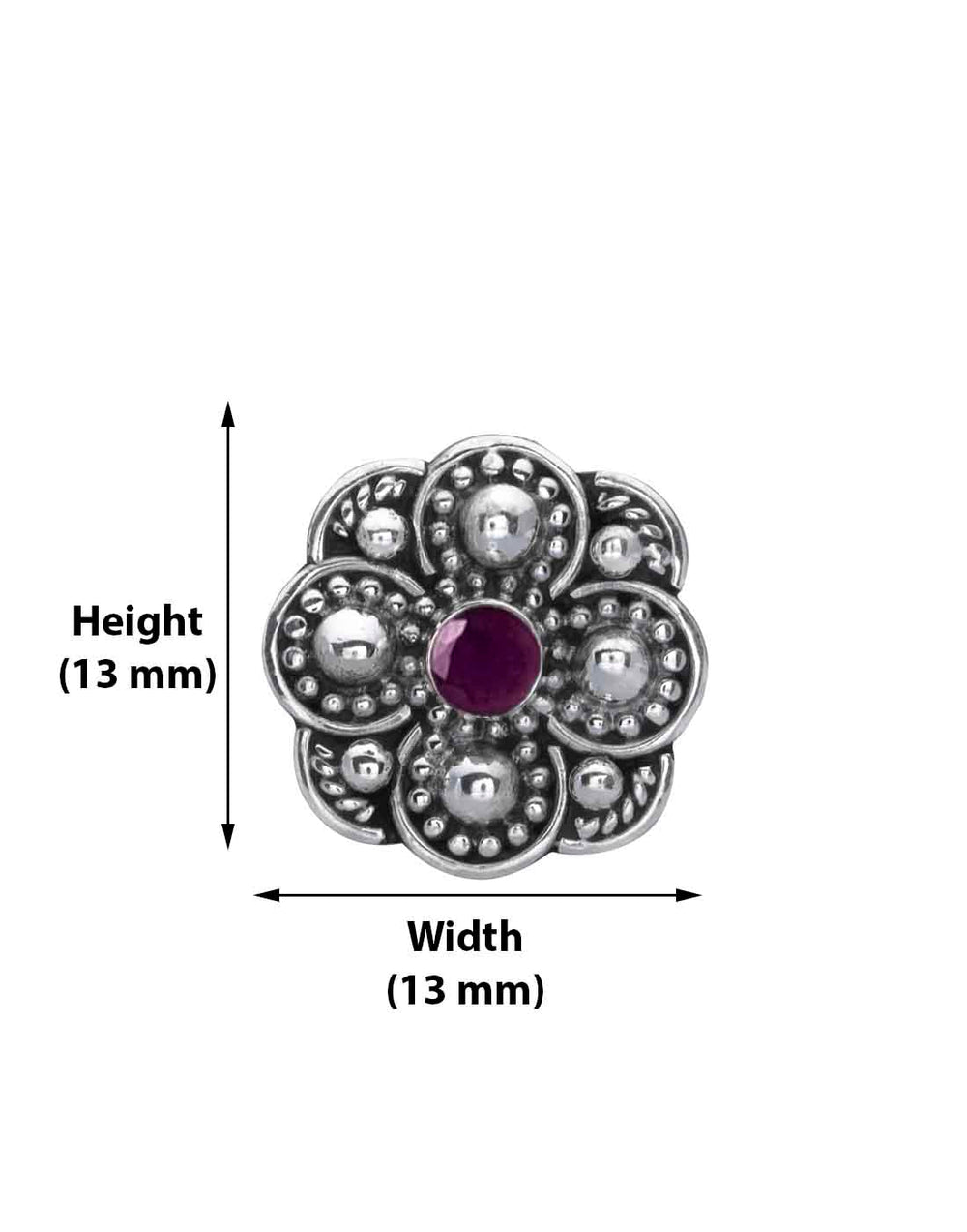 Designer 92.5 Sterling Silver Ruby Nose Pin