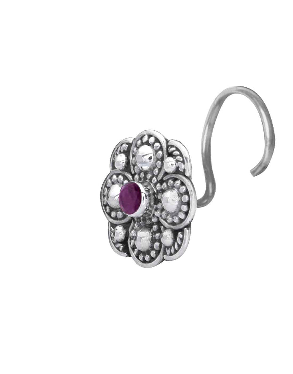 Designer 92.5 Sterling Silver Ruby Nose Pin