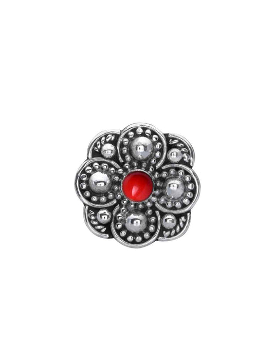 Designer 92.5 Sterling Silver Red Coral Nose Pin