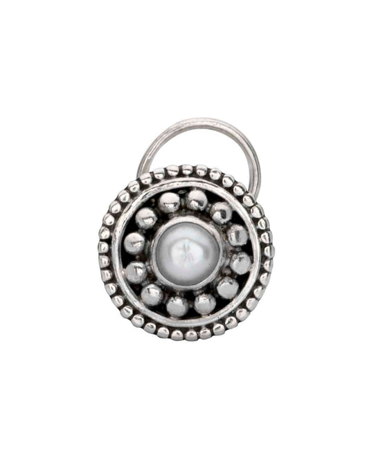 Designer Round 92.5 Sterling Silver Pearl Nose Pin