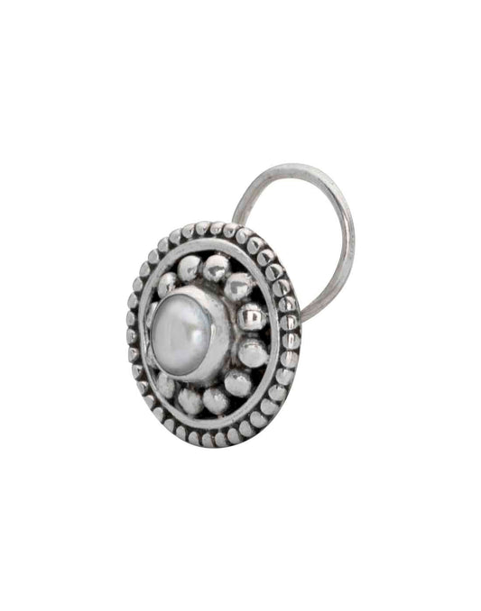 Designer Round 92.5 Sterling Silver Pearl Nose Pin