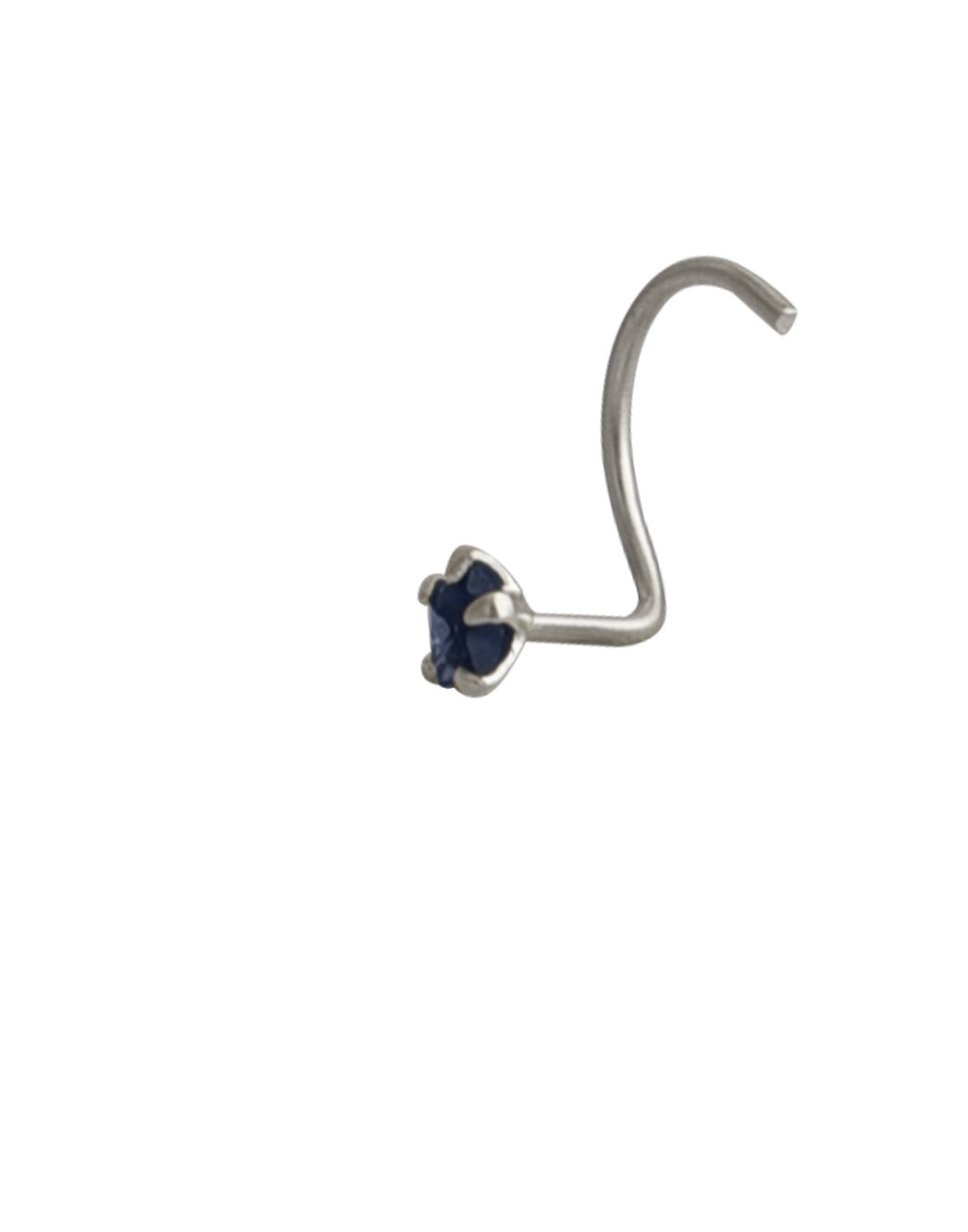 Combo of Star Shape Blue and White CZ Stone Nose Pin with wire in 92.5 Silver