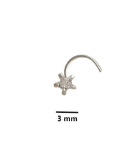 Combo of Star Shape Green and White CZ Stone Nose Pin with wire in 92.5 Silver