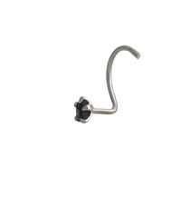 Star Shape Black CZ Stone Nose Pin with wire in 92.5 Silver