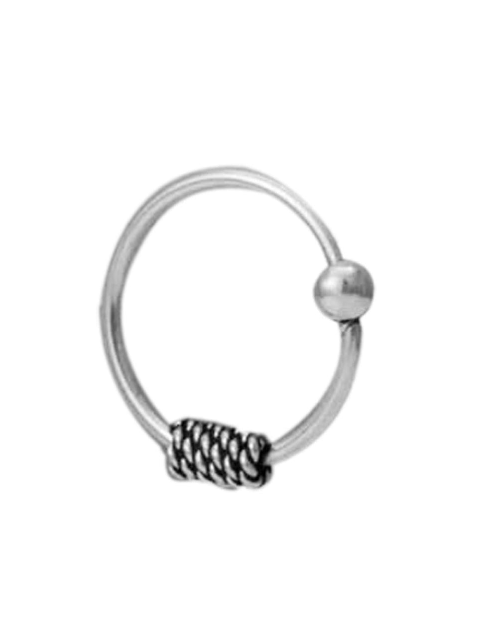 92.5 Sterling Silver Designer 8 mm Oxidized Nose Ring for Women