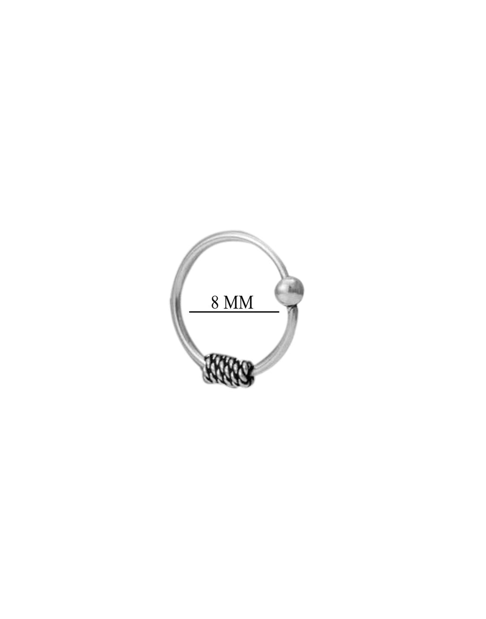 92.5 Sterling Silver Designer 8 mm Oxidized Nose Ring for Women
