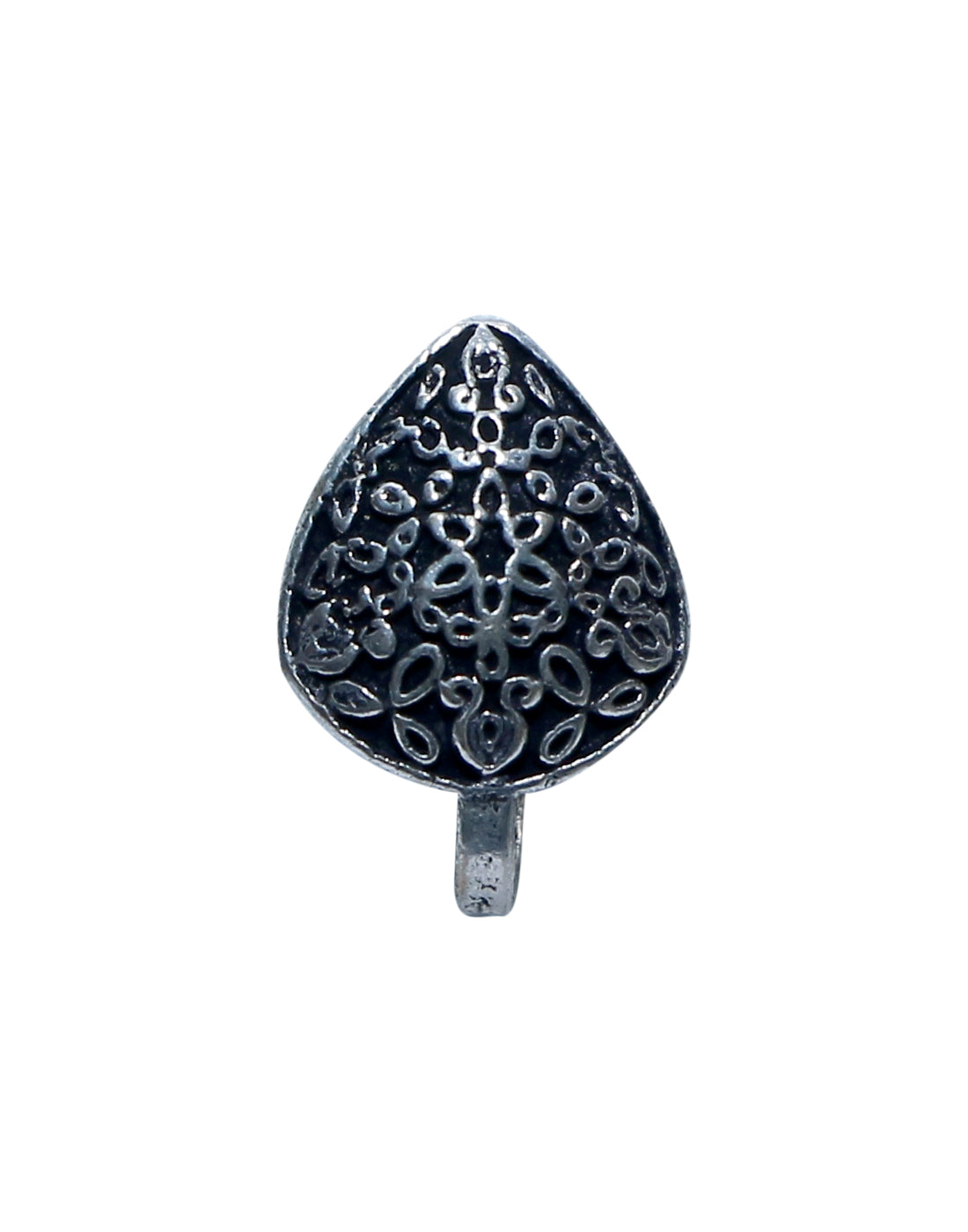 Tribal Press On Nose Pin Oxidized in Silver Alloy With No Piercing required
