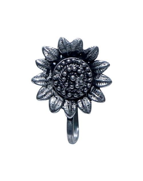 Flower Clip On Press On Nose Pin in Silver Alloy - Default Title - Abhooshan