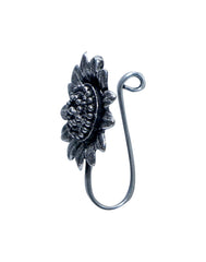 Flower Clip On Press On Nose Pin in Silver Alloy