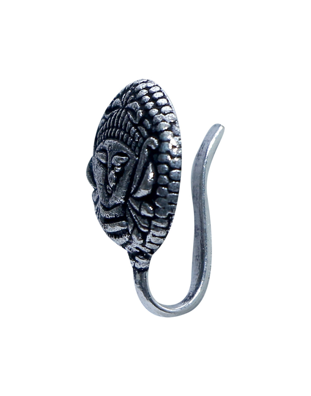 Durga Goddess Clip On Press On Nose Pin in Silver Alloy