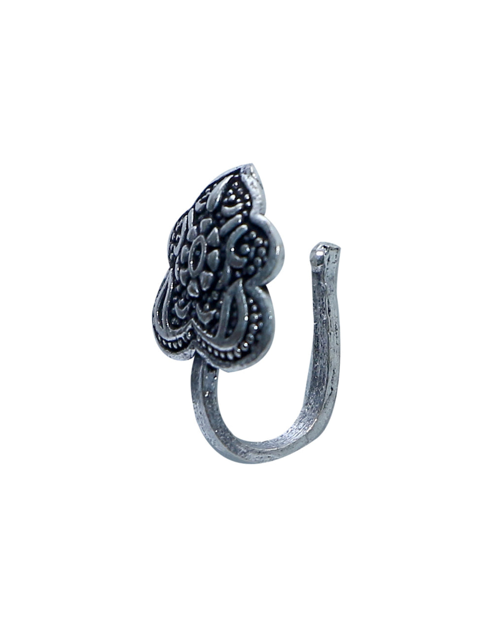 Catchy Clip On Press On Nose Pin in Silver Alloy