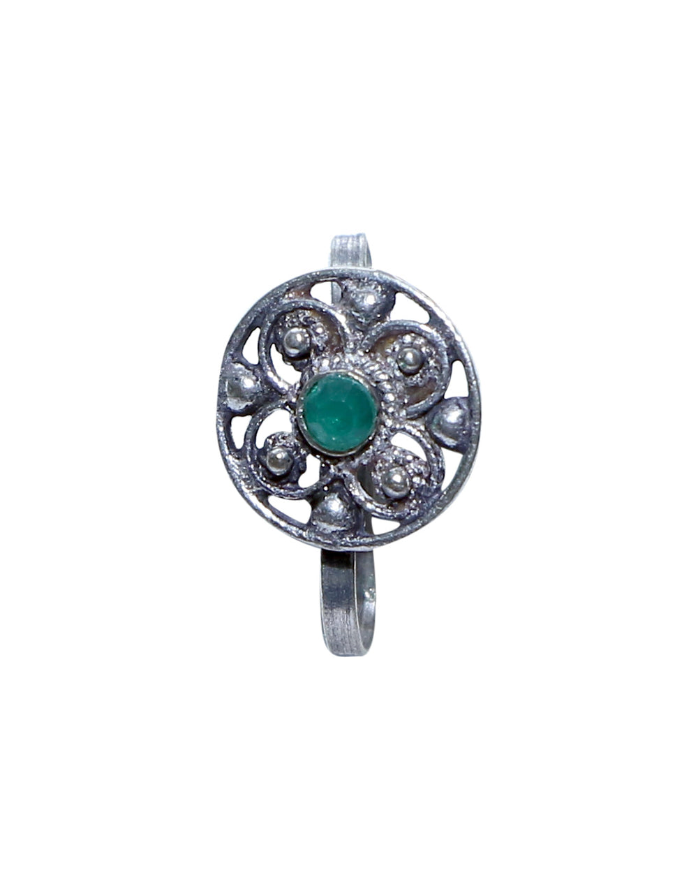 Clip On Press On Nose Pin in Silver Alloy