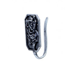 Ganesha Clip On Press On Nose Pin in Silver Alloy