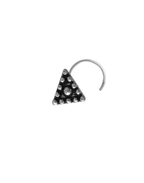 Oxidized Triangle Tribal Look Silver Alloy Nose Pin - Default Title - Abhooshan