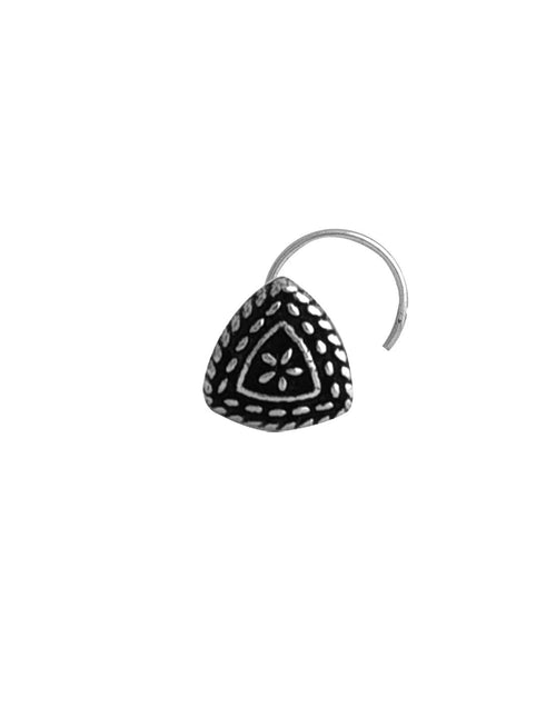 Oxidized Designer Triangle Tribal Look Silver Alloy Nose pin - Default Title - Abhooshan