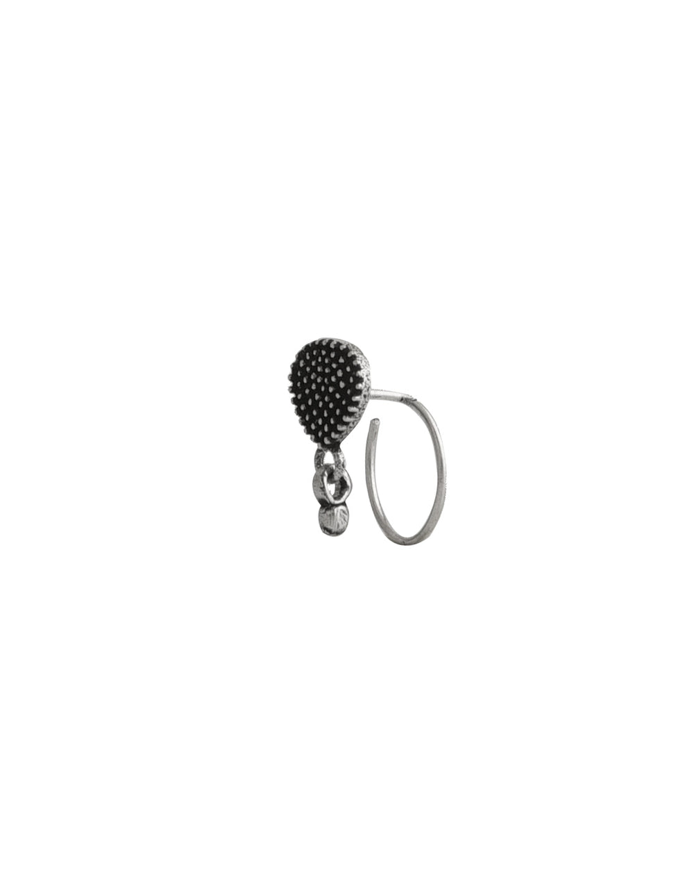 Oxidized Pear Shape with Drop Tribal Look Silver Alloy Nose pin