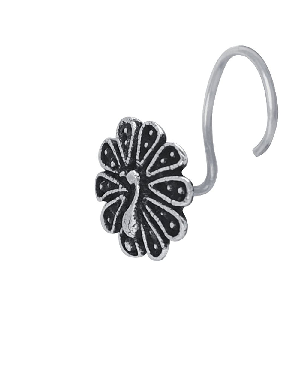Combo of Designer and Tribal look Big Silver Alloy Nose Pin and Peacock Nose Pin/Studs