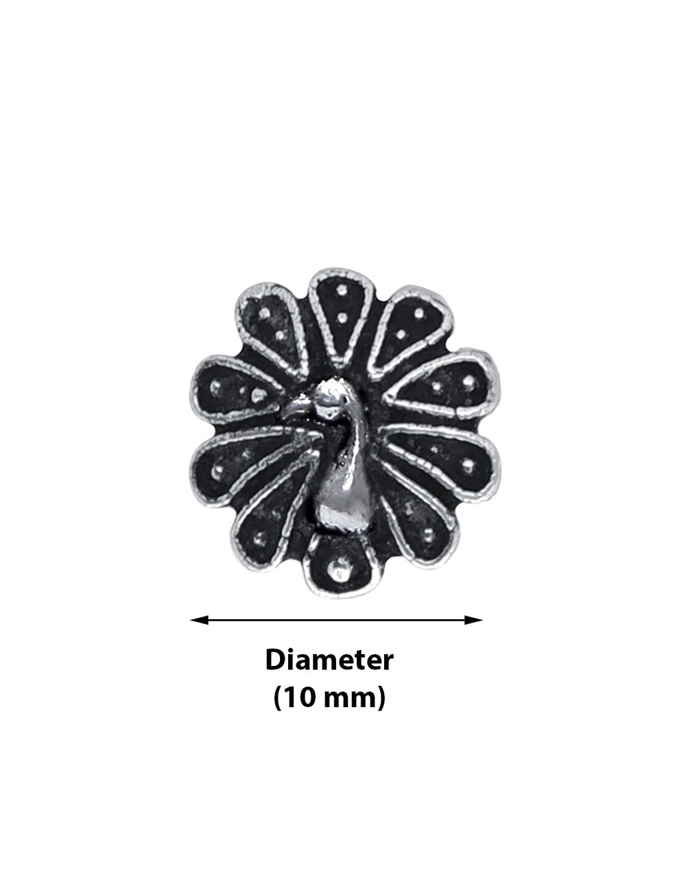 Combo of Designer and Tribal look Big Silver Alloy Nose Pin and Peacock Nose Pin/Studs