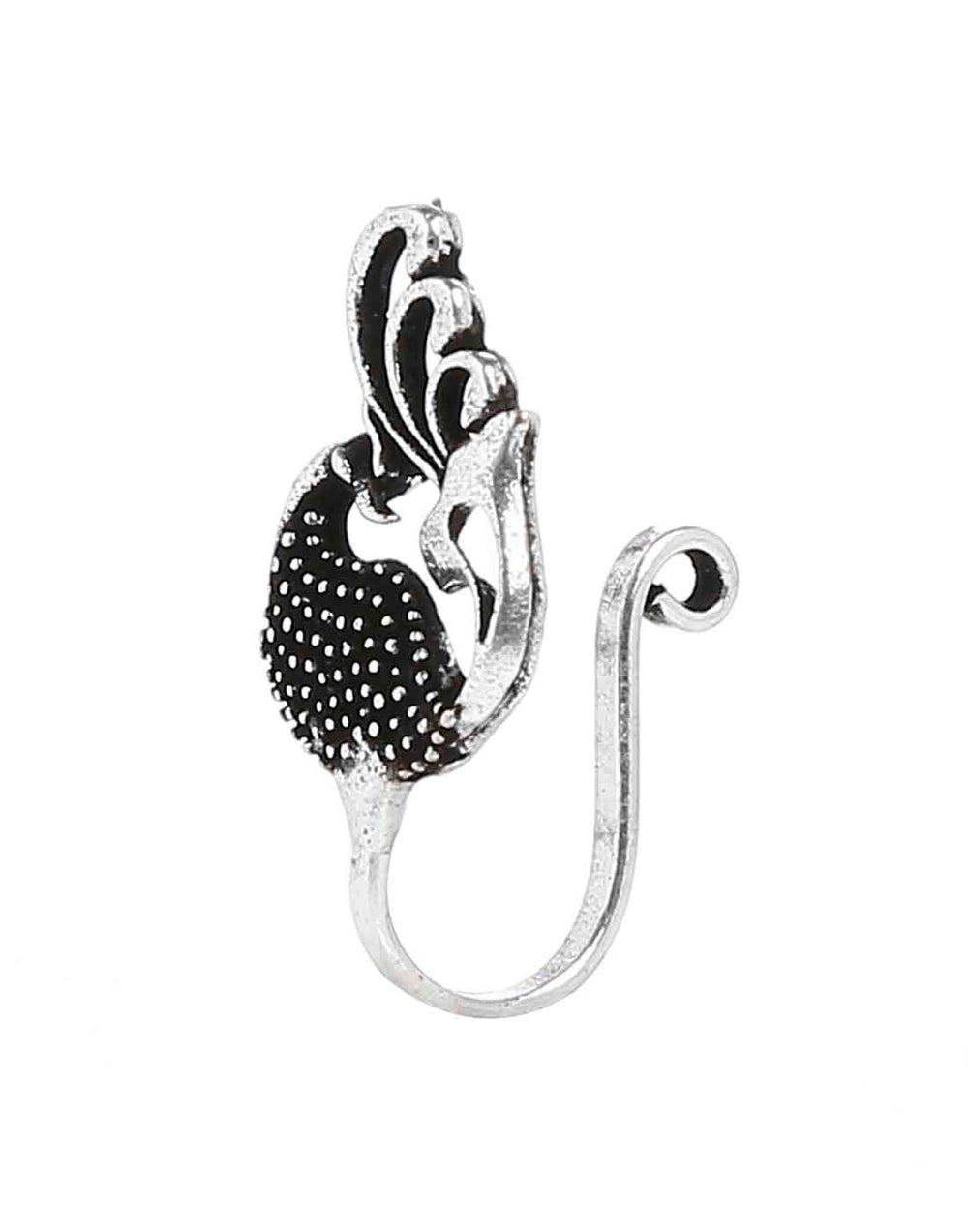 Designer and Tribal look Big Peaccok Silver Alloy Nose pin
