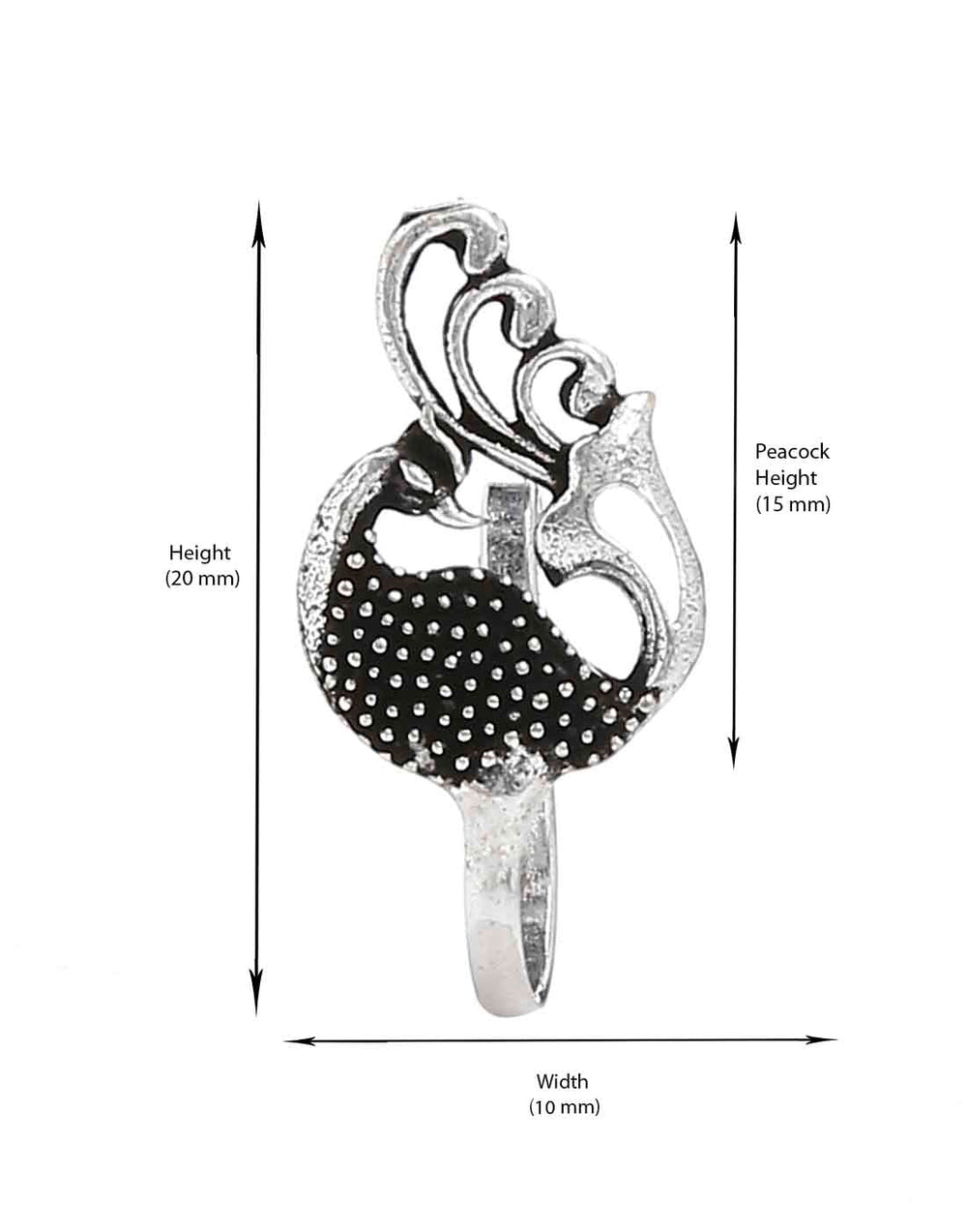 Designer and Tribal look Big Peaccok Silver Alloy Nose pin