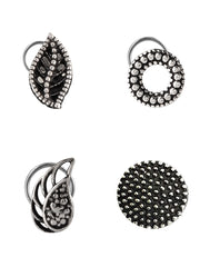 Combo Set of 4 Designer Oxidized Silver Alloy Nose Pin Studs