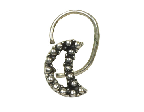 Designer Crescent Moon Silver Alloy Nose Pin Studs - Default Title - Abhooshan