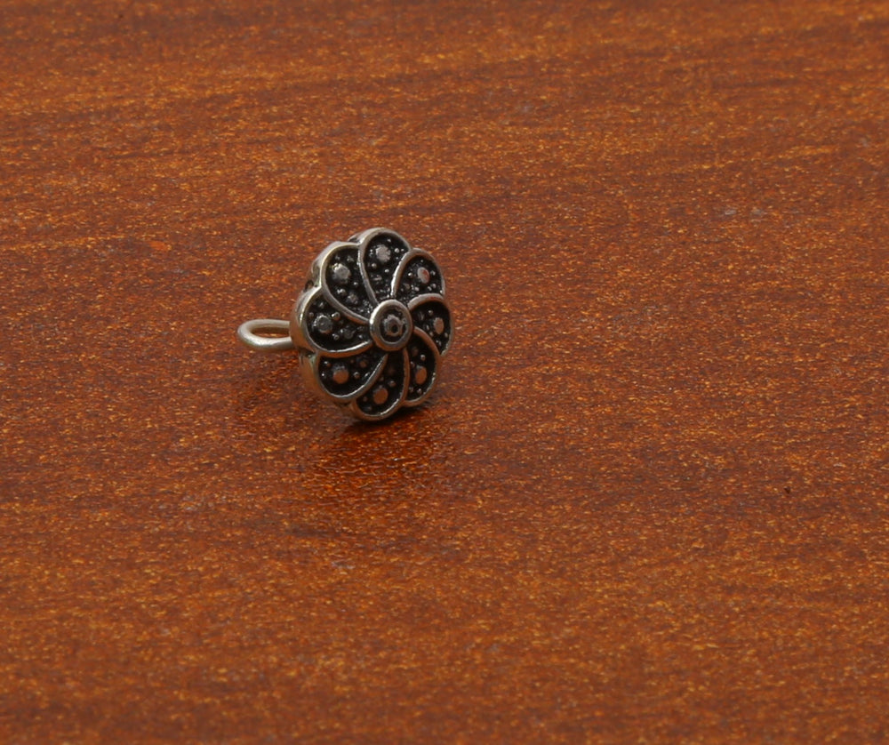 Flower Shape Silver Alloy Nose Pin Studs