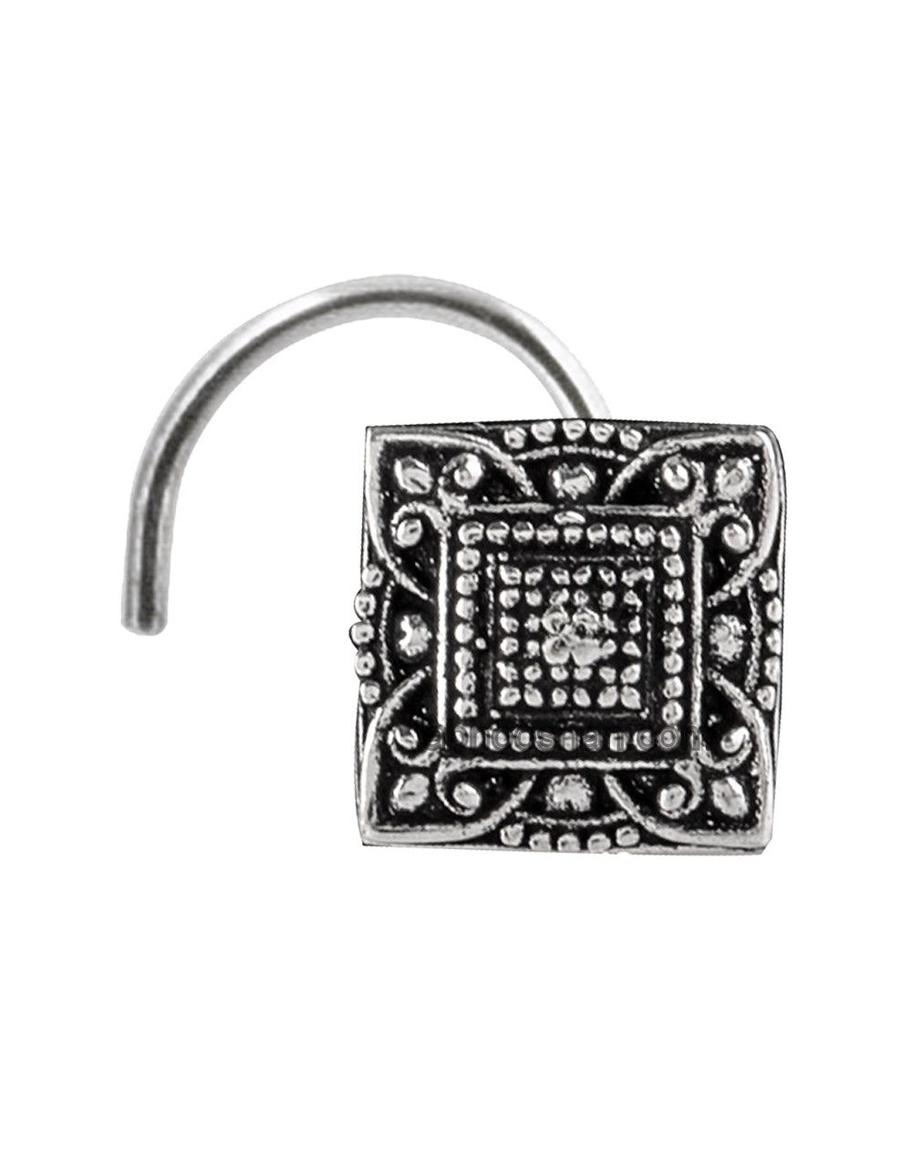 Designer Square Silver Alloy Nose Pin Studs