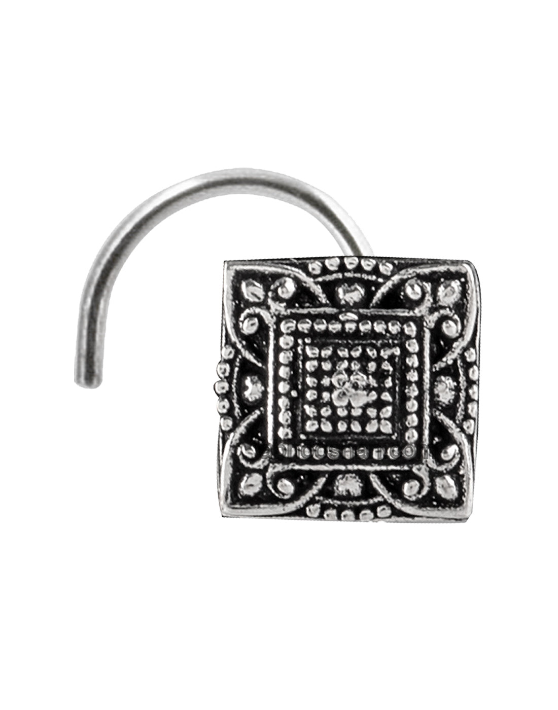 Designer Square Silver Alloy Nose Pin Studs