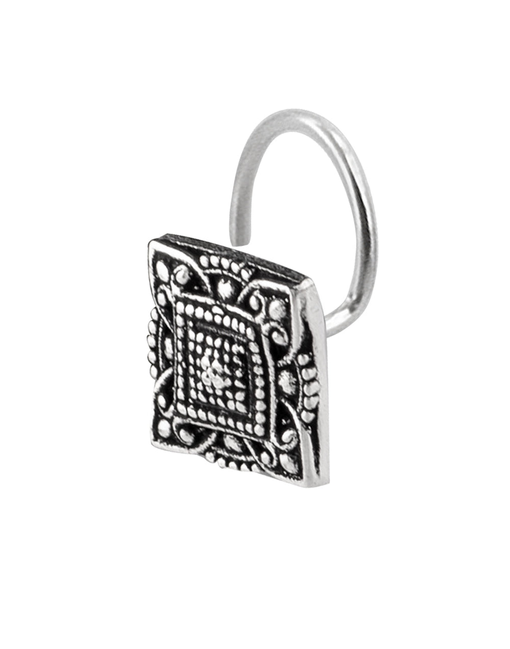 Designer Square Silver Alloy Nose Pin Studs