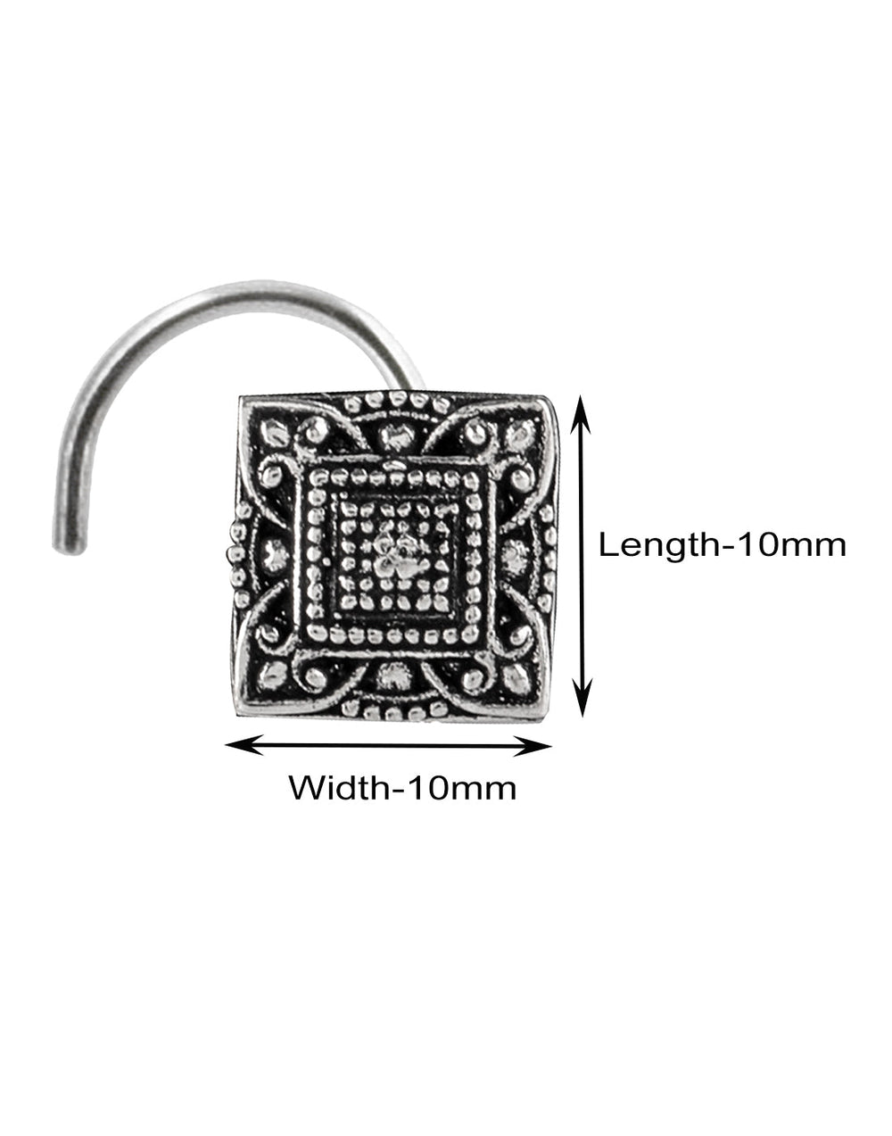 Designer Square Silver Alloy Nose Pin Studs