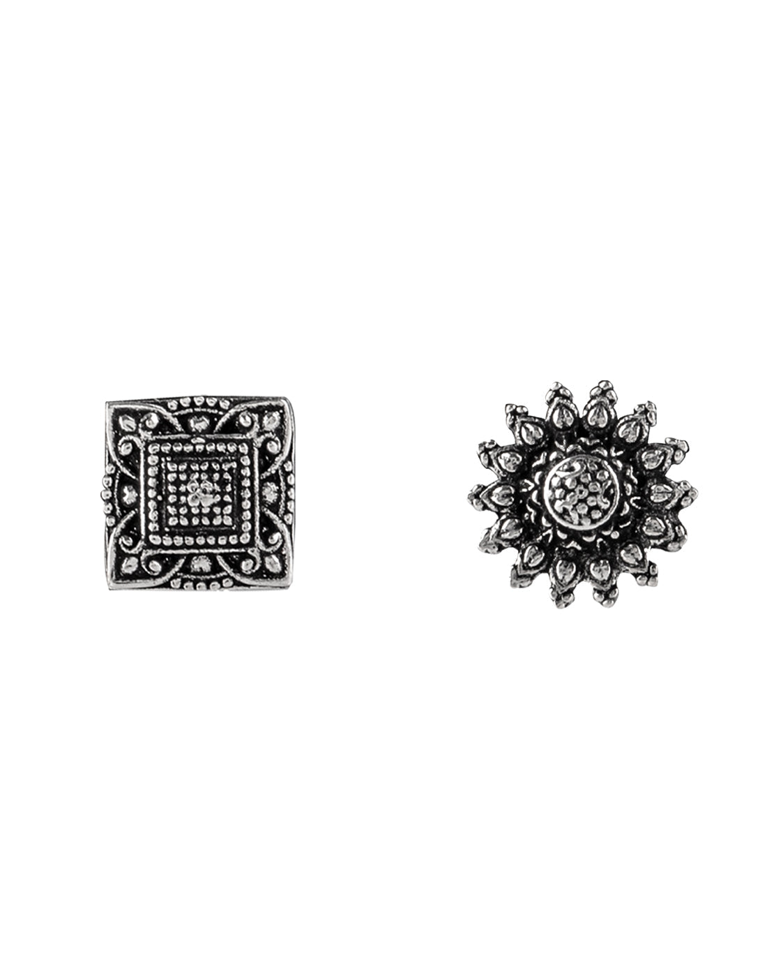 Combo of Designer and Tribal BIG look Silver Alloy FLOWER Nose Pin/Studs