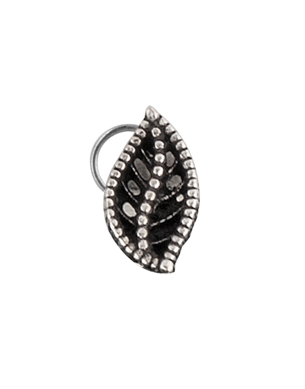 Small Leaf Oxidised Silver Alloy Nose Pin Studs