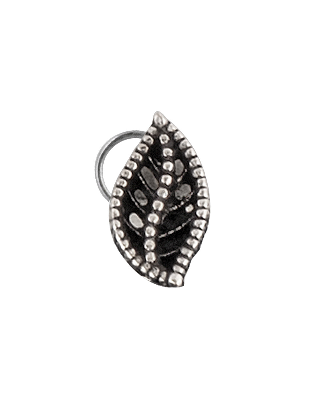 Small Leaf Oxidised Silver Alloy Nose Pin Studs