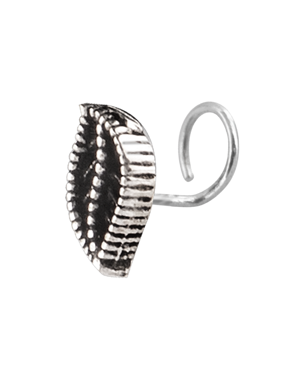 Small Leaf Oxidised Silver Alloy Nose Pin Studs