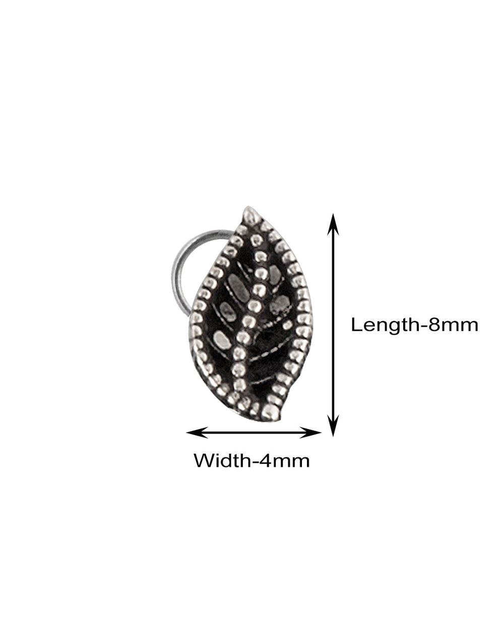 Small Leaf Oxidised Silver Alloy Nose Pin Studs