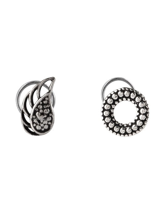 Combo of Designer and Good looking Silver Alloy Leaf and Hollow Round Shape Nose Pin/Studs