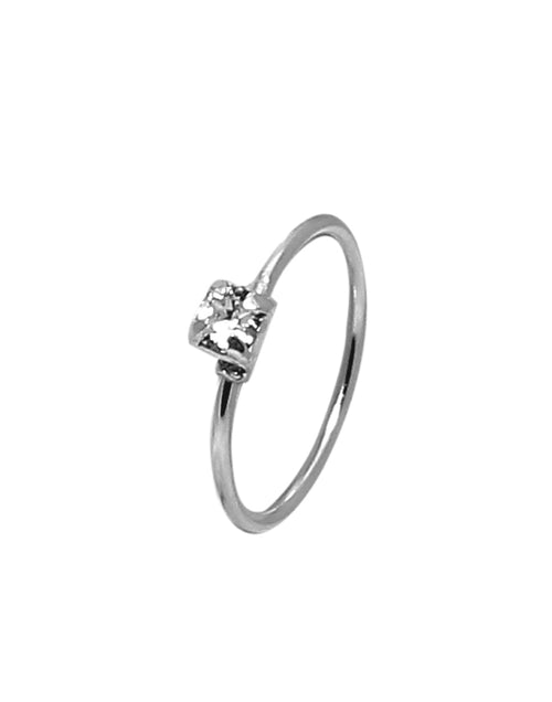 92.5 Sterling Silver 8 mm Nose Ring with White CZ for Women and Girls - Default Title - Abhooshan