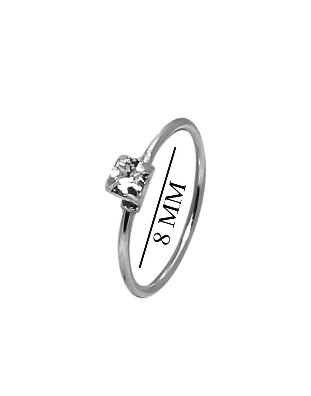 92.5 Sterling Silver 8 mm Nose Ring with White CZ for Women and Girls