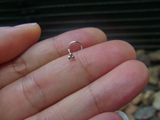 Tiny 3 dots Nose Pin with wire in 92.5 Sterling Silver for Women and Girls
