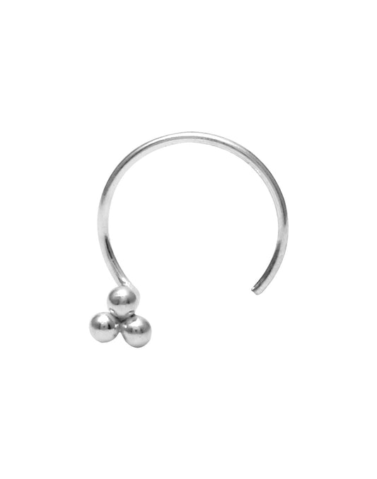 Tiny 3 dots Nose Pin with wire in 92.5 Sterling Silver for Women and Girls