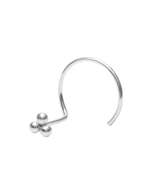 Tiny 3 dots Nose Pin with wire in 92.5 Sterling Silver for Women and Girls