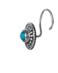 Round 92.5 Sterling Silver Nose Pin with Turquoise Stone